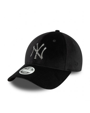 New Era - New York Yankees Womans Velour Dimante Black 9FORTY Adjustable Cap - Black