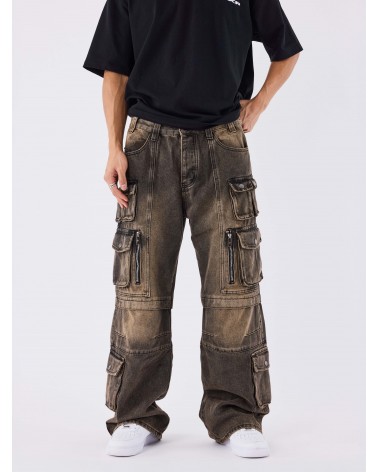 Project X Paris - Acid Washed Multi Pocket Denim Pant - Black