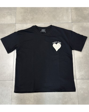 Project X Paris - Heart Stitched Effect Tshirt - Black