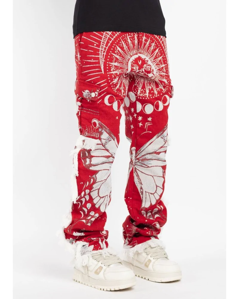 Guapi Clothing - Blood Red Tapestry Cargo Pant - Red/White | blocks...