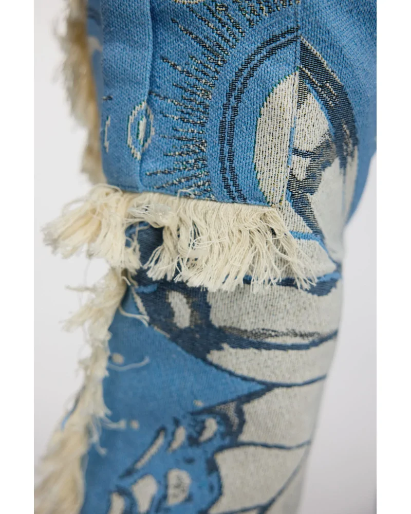 Guapi Clothing - Aqua Blue Tapestry Cargo Pant - Blue/White | block...