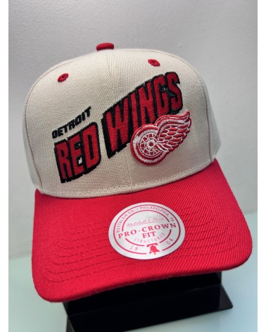 Mitchell & Ness - Retro Type Detroit Red Wings Snapback Pro Crown Fit - Off White / Red