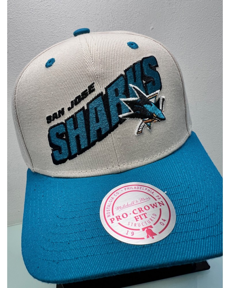 Mitchell & Ness - Retro Type San Jose Sharks Snapback Pro Crown Fit - Off White / Blue