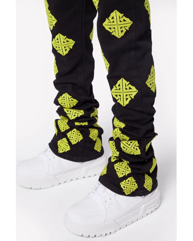 Guapi Clothing - Cyber Icon Stacked Denim - Black/Volt | blockshops