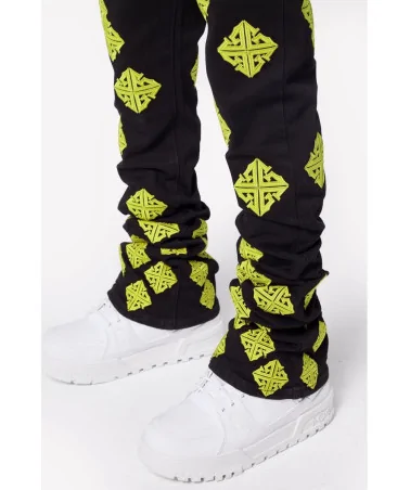 Guapi Clothing - Cyber Icon Stacked Denim - Black/Volt | blockshops