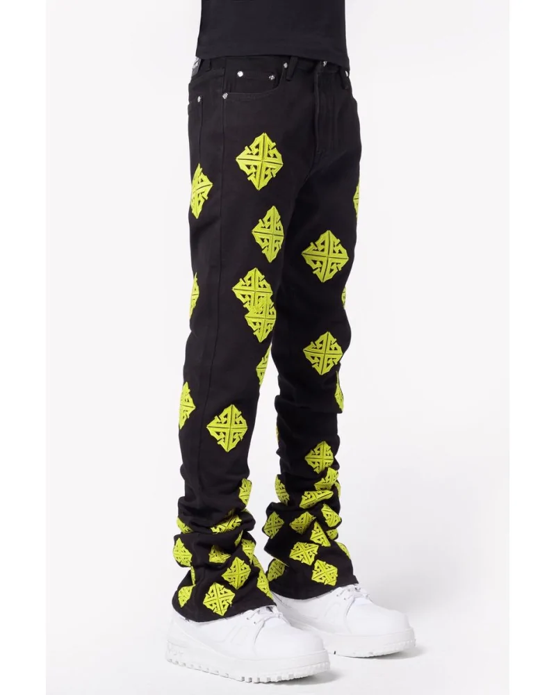 Guapi Clothing - Cyber Icon Stacked Denim - Black/Volt | blockshops