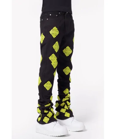 Guapi Clothing - Cyber Icon Stacked Denim - Black/Volt | blockshops