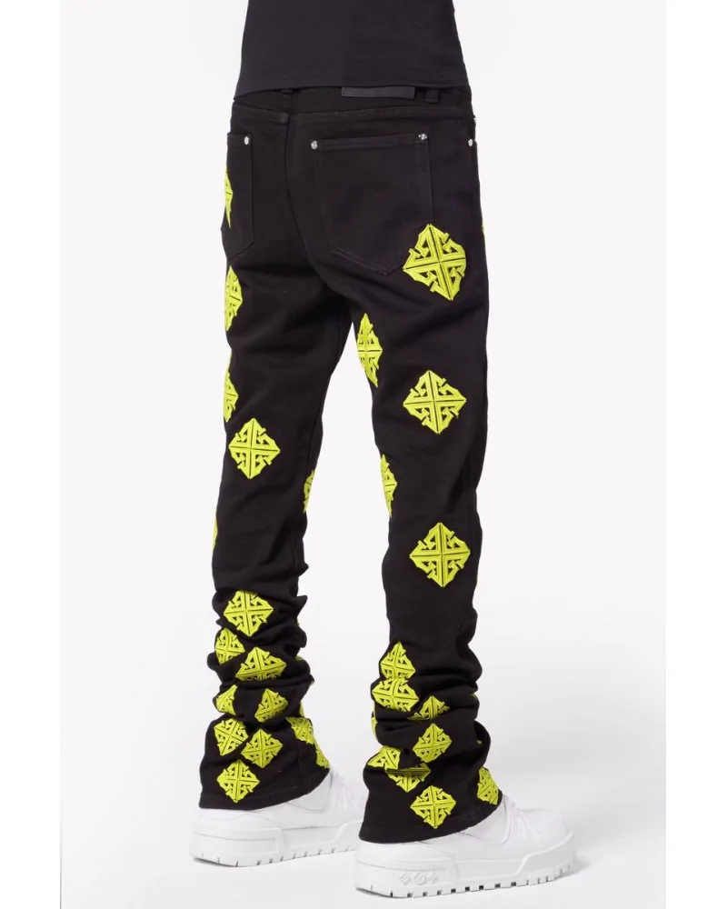 Guapi Clothing - Cyber Icon Stacked Denim - Black/Volt | blockshops