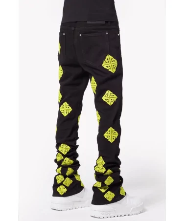 Guapi Clothing - Cyber Icon Stacked Denim - Black/Volt | blockshops