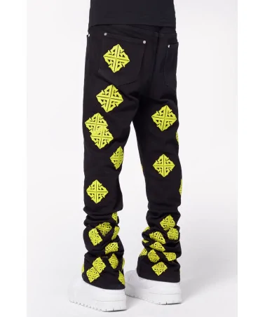 Guapi Clothing - Cyber Icon Stacked Denim - Black/Volt | blockshops