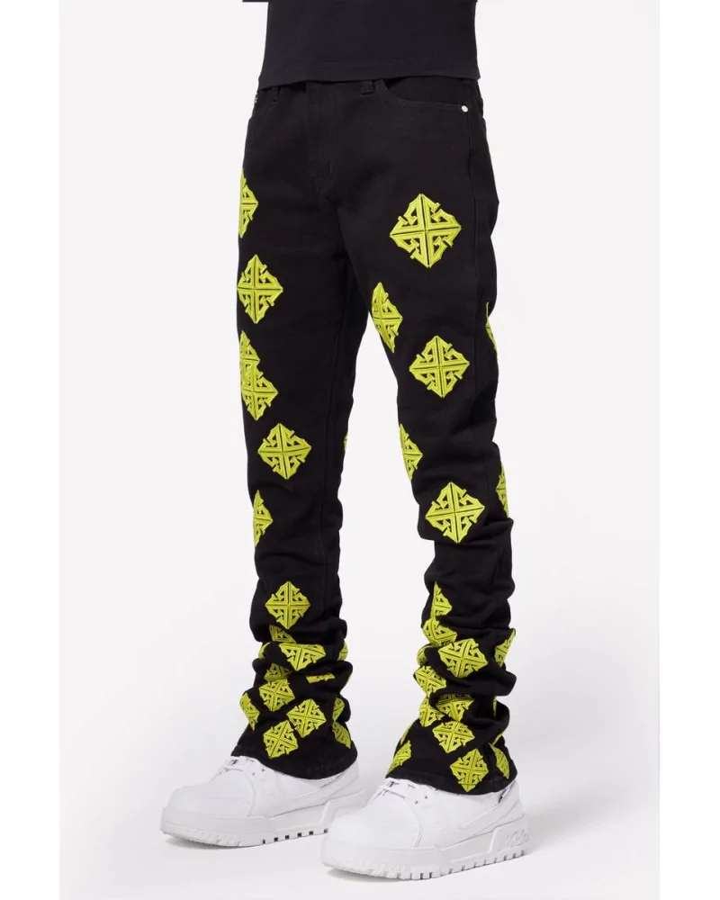 Guapi Clothing - Cyber Icon Stacked Denim - Black/Volt | blockshops
