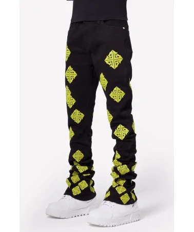 Guapi Clothing - Cyber Icon Stacked Denim - Black/Volt | blockshops
