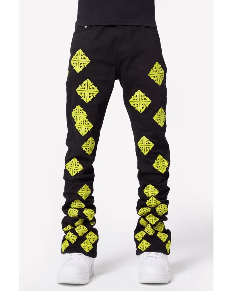 Guapi Clothing - Cyber Icon Stacked Denim - Black/Volt | blockshops