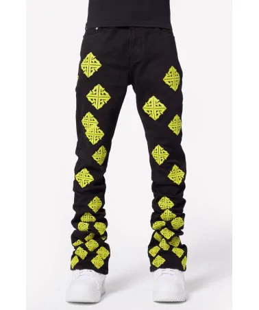 Guapi Clothing - Cyber Icon Stacked Denim - Black/Volt | blockshops