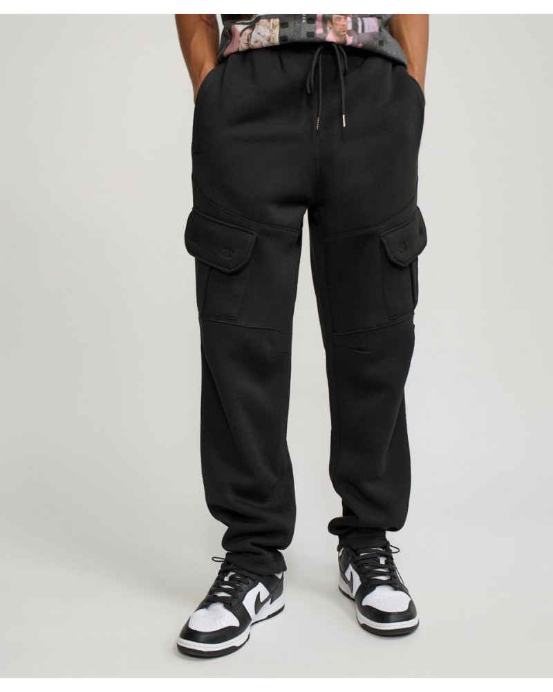 Reason - Bank Relaxed Fit Fleece Cargo Pants - Black