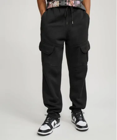 Reason - Bank Relaxed Fit Fleece Cargo Pants - Black