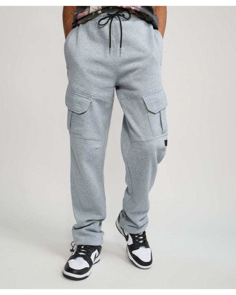 Reason - Bank Relaxed Fit Fleece Cargo Pants - Grey