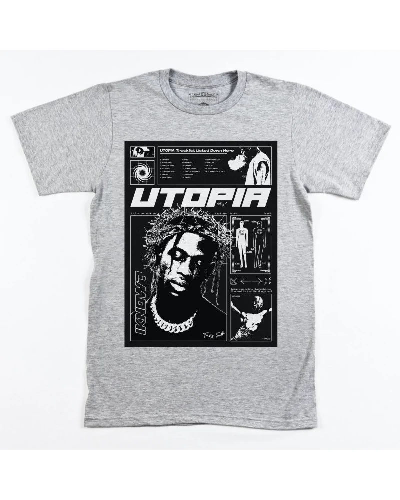 Block Custom - Travis Scott Utopia Tee - Heather Grey | blockshops