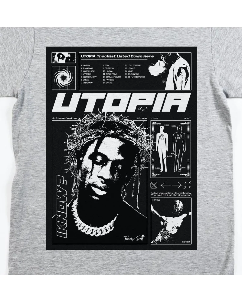 Block Custom - Travis Scott Utopia Tee - Heather Grey | blockshops