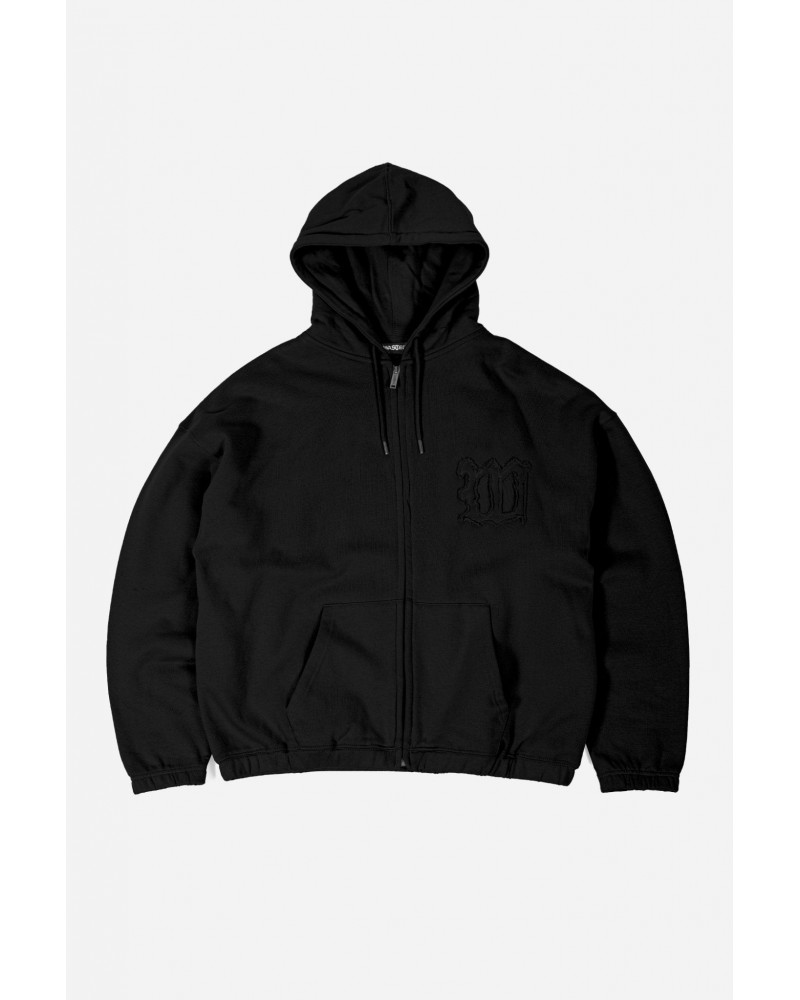 Wasted Paris - Kingdom Curve Destroy Boxy Zip Hoodie - Black