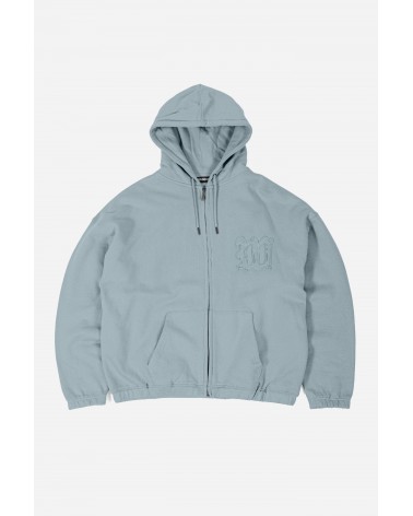 Wasted Paris - Kingdom Curve Destroy Boxy Zip Hoodie - Light Blue