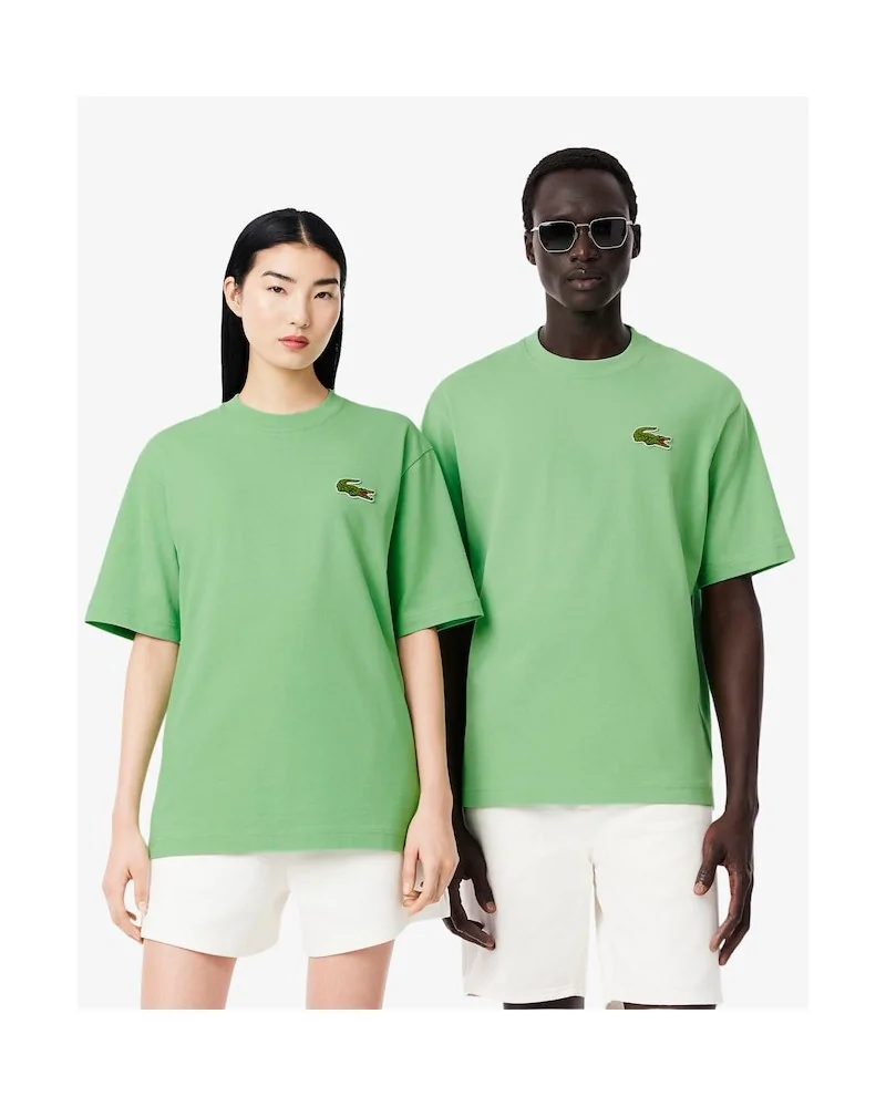 Lacoste - Loose Fit T-shirt Cotton With Badge - Lime / Green | bloc...