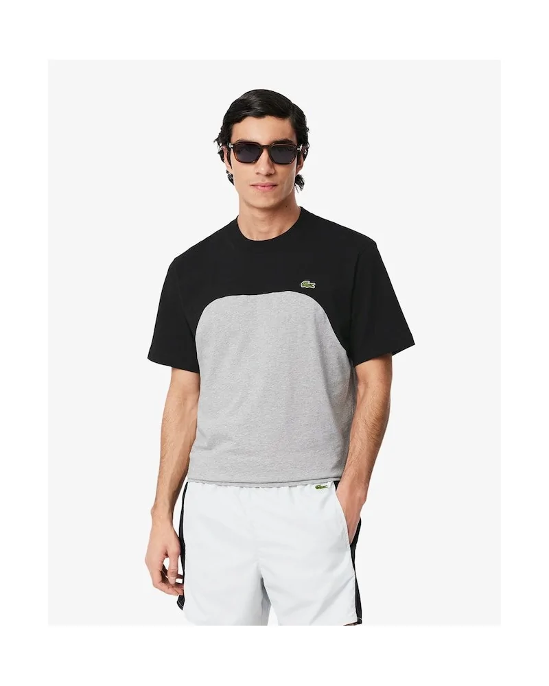 Lacoste - Colorblock Cotton Jersey Knit T-shirt - Black / Grey | bl...