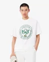 Lacoste - Loose Fit Printed T-shirt Made Of Thick Cotton - White