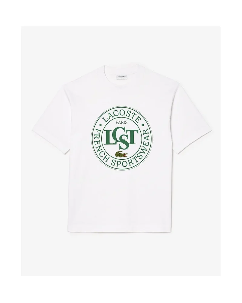 Lacoste - Loose Fit Printed T-shirt Made Of Thick Cotton - White