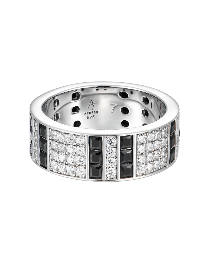 APORRO BRAND - Balance Ring 4 Rows Gems - White Gold