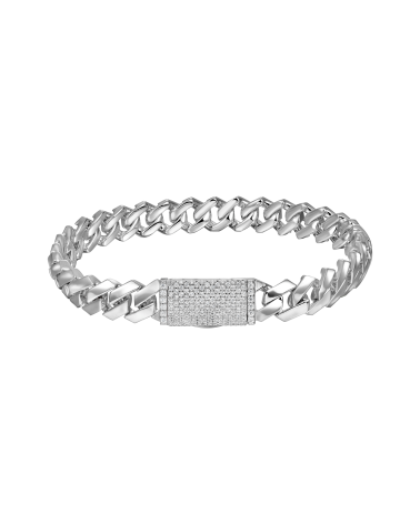 APORRO BRAND - Plain Gold Prong Cuban Link Bracelet -10mm - White Gold