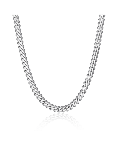 APORRO BRAND - Plain Gold Prong Cuban Chain-12mm - White Gold