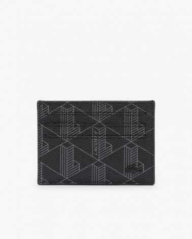 Lacoste - Card Holder Monogram Print & Badge - Black