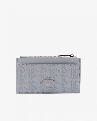 Lacoste - Zip Credit Card Holder in Leather - Grey