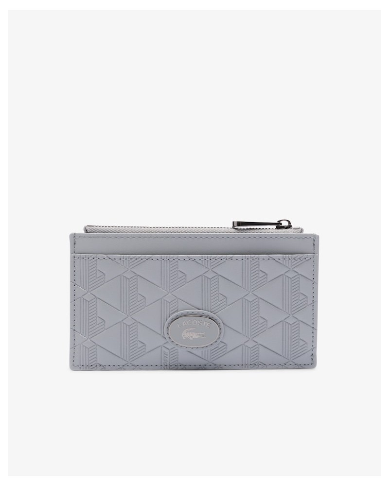 Lacoste - Zip Credit Card Holder in Leather - Grey