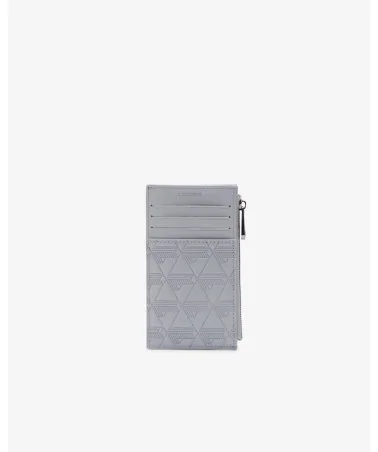 Lacoste - Zip Credit Card Holder in Leather - Grey | blockshops