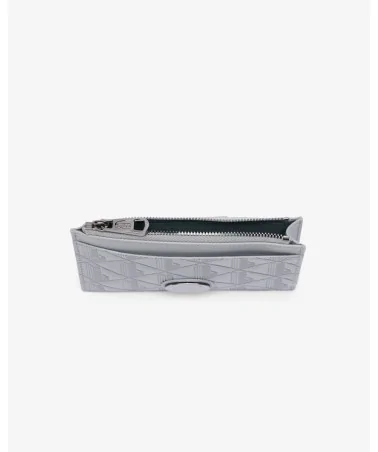 Lacoste - Zip Credit Card Holder in Leather - Grey | blockshops