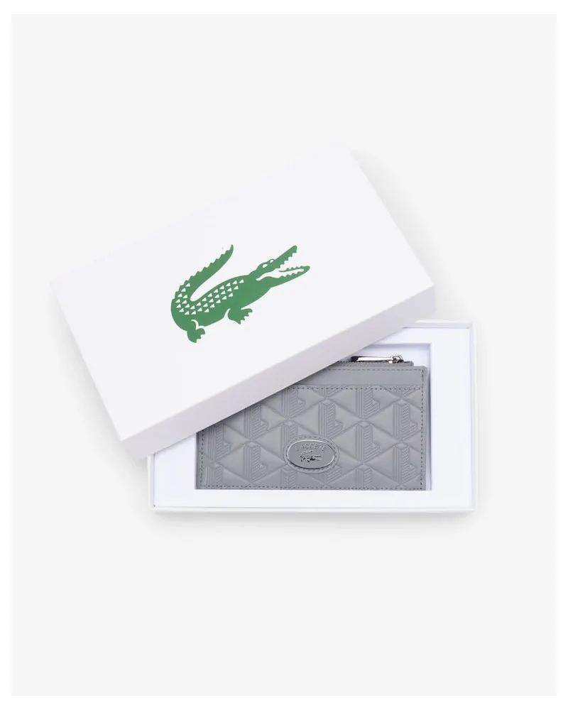 Lacoste - Zip Credit Card Holder in Leather - Grey | blockshops
