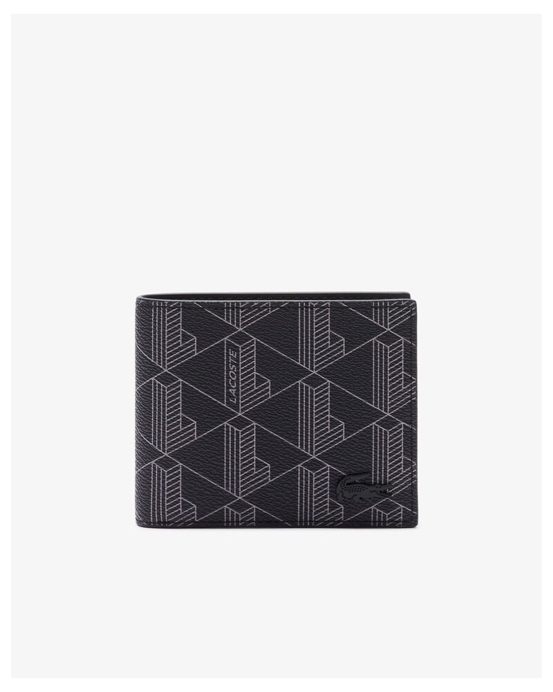 Lacoste - Small Billfold Monogram Leather - Black