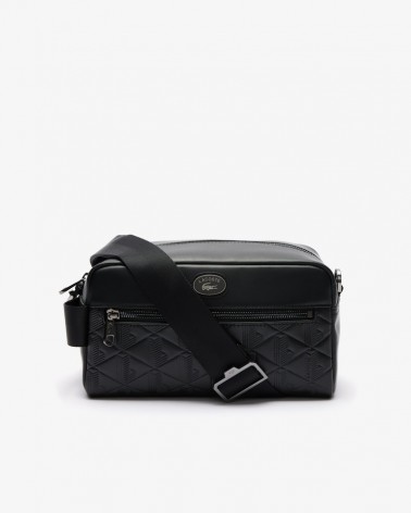 Lacoste - Nomogramme Clutch Crossover Bag in Leather - Black