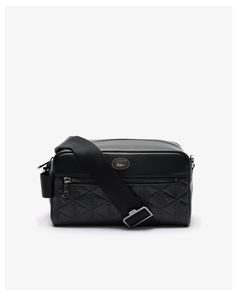 Lacoste - Nomogramme Clutch Crossover Bag in Leather - Black