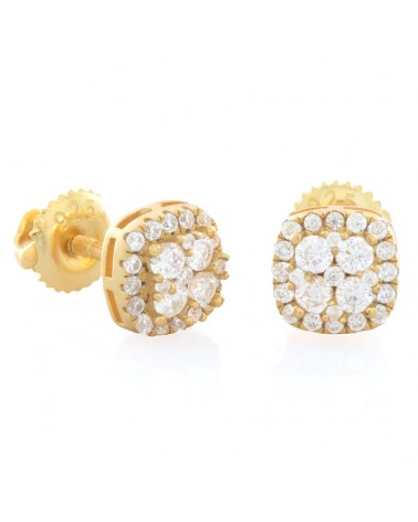 KING ICE - Moissanite Layered Stud Earrings - 14k Gold