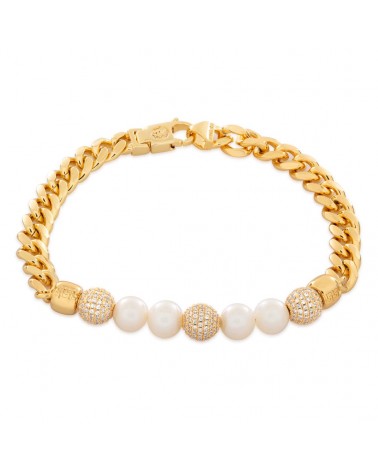 King Ice - Pearl of Wisdom Bracelet 14K Gold - Gold