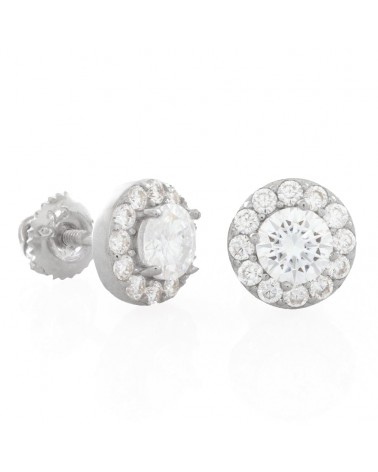 King ice - Moissanite Layered Stud Earrings - 14k White gold