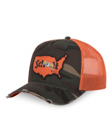 Von Dutch - VD X Schott USA Patch Trucker Hat - Camo / Orange