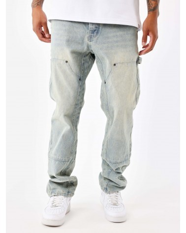 Project X Paris - Wide Leg Jeans With Carpenter Details - Blue Denim