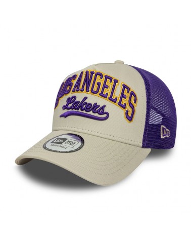 New Era - LA Lakers NBA Script 9FORTY E-Frame Trucker Cap - Cream