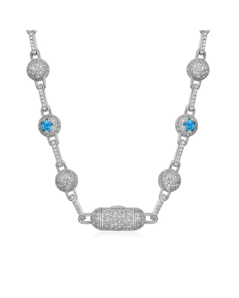 APORRO BRAND - LaFlare Iced Ball Chain - 12mm - White Gold