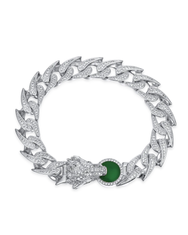 APORRO BRAND - Wong Ⅱ Ridge Iced Out Cuban Bracelet - 12mm - White Gold