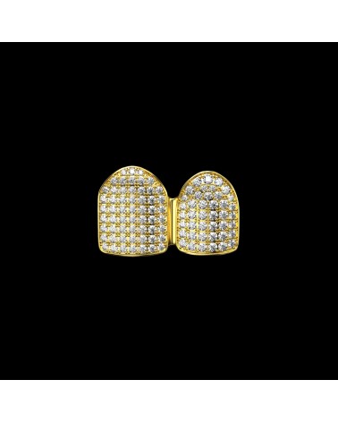 APORRO BRAND -  Pre-made Single/Double Cap Iced Out Gold Grillz - Gold